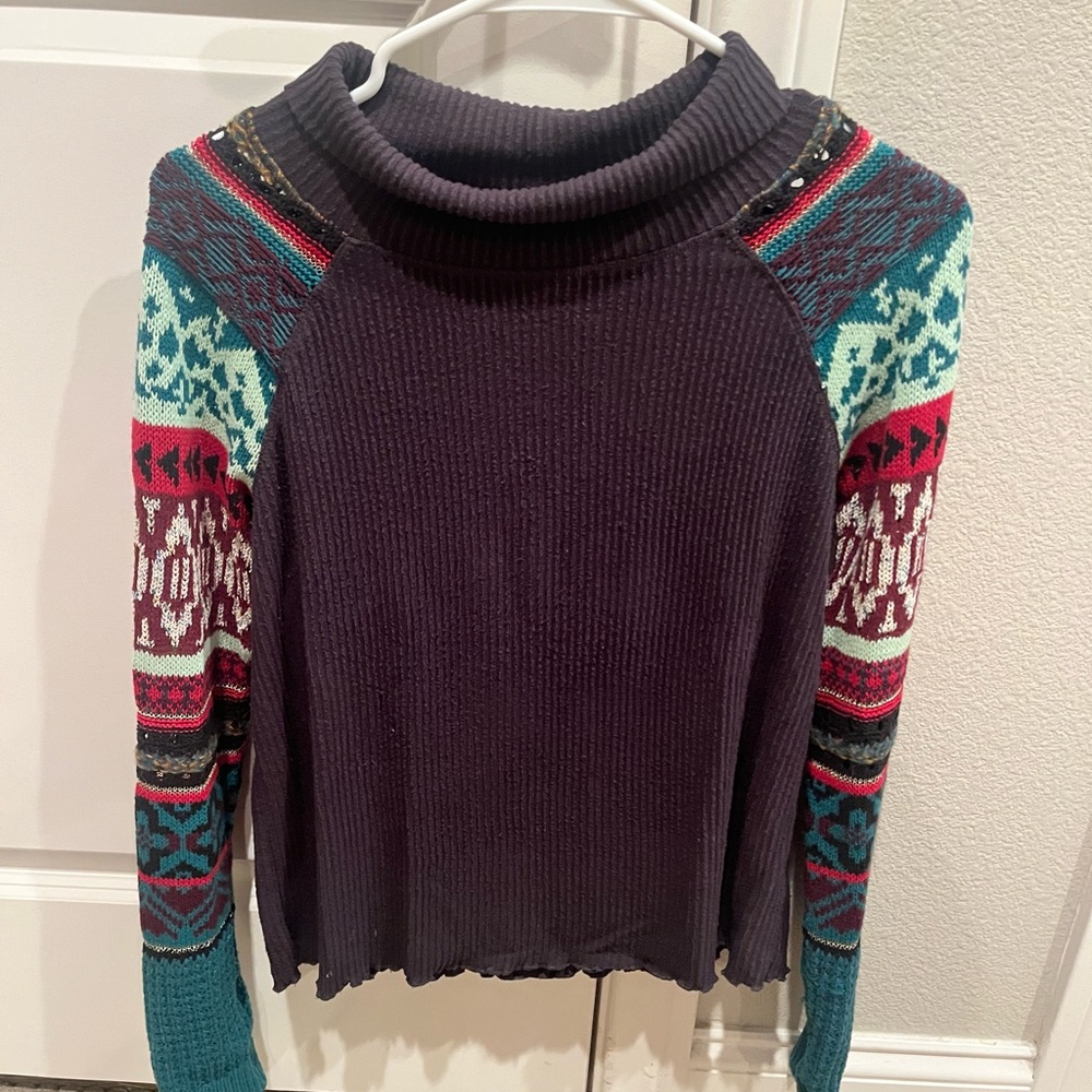 Free People Gray Cowl Neck Sweater